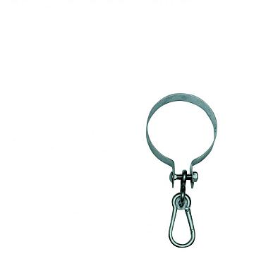 Ophangbeugel verzinkt met karabijnhaak, rond Ø 10 cm.