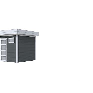 Vuren Topvision Kuifmees, 250 x 250 cm, wanden antraciet en basis lichtgrijs.