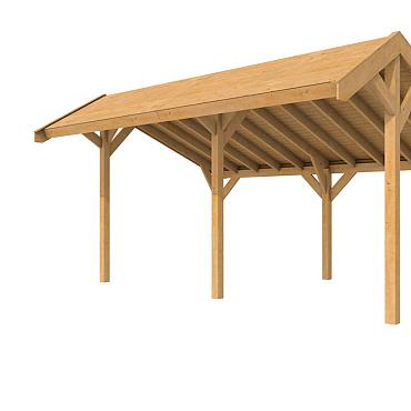 Douglasvision DHZ kapschuur 500 x 300/430 cm, onbehandeld.