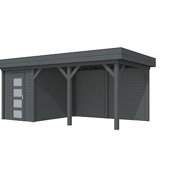 Vuren Topvision Kiekendief, 200 x 300 en luifel 400 cm, antraciet gespoten.