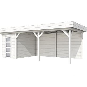 Vuren Topvision Kiekendief, 200 x 300 en luifel 500 cm, wit gespoten.