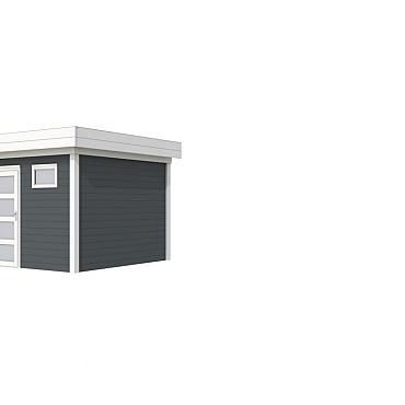 Vuren Topvision Kievit, 400 x 300 cm, wanden antraciet en basis wit.