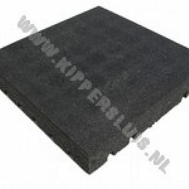 Rubbertegel zwart 50x50x2,5cm/ valhoogte 0.8m