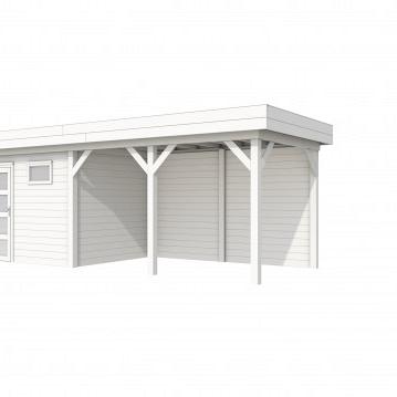 Vuren Topvision Bonte Kraai, 300 x 250 en luifel 400 cm, wit gespoten.