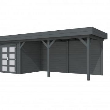 Vuren Topvision Kolibri, 250 x 250 en luifel 500 cm, antraciet gespoten.
