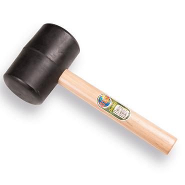 Rubberhamer ATLAS nr. 9 zacht Ø 100mm (2 KG) 70 shore met houten steel