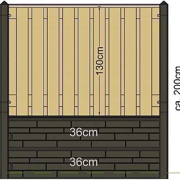 Betonpaal Rotsmotief Eindpaal antraciet 10x10x280 cm tbv scherm 130 cm