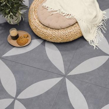 GeoCeramica® 60x60x4cm Entrée Ambiente Antracite Flower