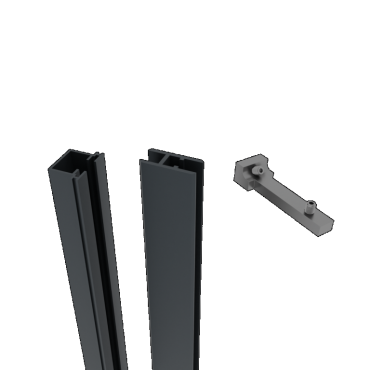 Boston Aluminium profielset voor HPL Platen/ Glas 5x horizontaal 12x30mm L- 175cm + 10 connecters RAL7016