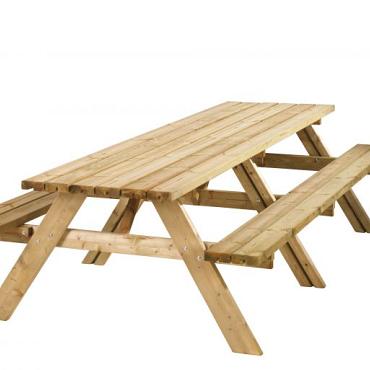Picknicktafel Lange Jan, 42 mm dik, bladmaat 300 x 70 cm, groen geïmpregneerd.