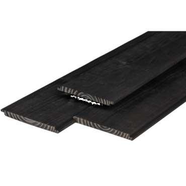 Douglas wisselsponning 1,8x19,5x300 cm, zwart gespoten, 3 zijden geschaafd, 1 zijde fijnbezaagd