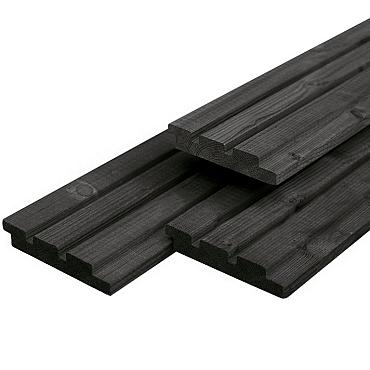Triple profiel douglas, zwart geïmpregneerd 1.9x13.0x245 cm (wb 12 cm)