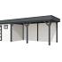 Vuren Topvision Bonte Kraai, 300 x 250 en luifel 500 cm, wanden wit en basis antraciet.