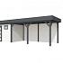 Vuren Topvision Bonte Kraai, 300 x 250 en luifel 500 cm, wanden wit en basis antraciet.