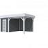 Vuren Topvision Kiekendief, 200 x 300 en luifel 300 cm, wanden antraciet en basis lichtgrijs.