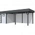 Vuren Topvision Kievit, 400 x 300 en luifel 500 cm, wanden lichtgrijs en basis antraciet.