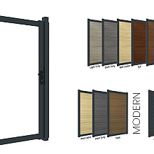 boston maatwerk enkele poort klein max. breedte 200cm max. hoogte 100cm incl palen voor montage in beton. wpc vulling alu tegen meerprijs . incl. vrachtkosten nlbe stukgoed 